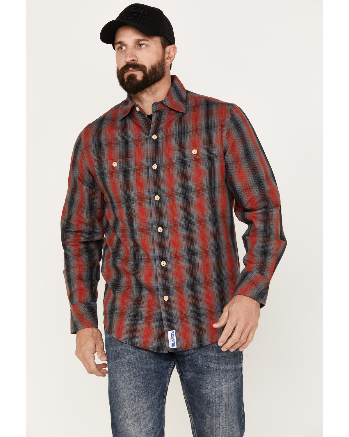 Resistol Men's Yuma Plaid Print Long Sleeve Button Down Western Shirt