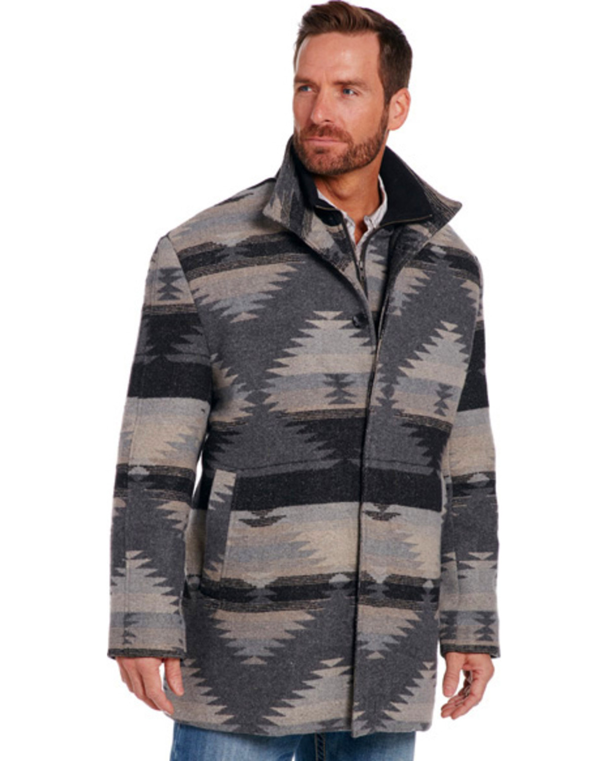 Cripple Creek Men's Grey Navajo Blanket Coat