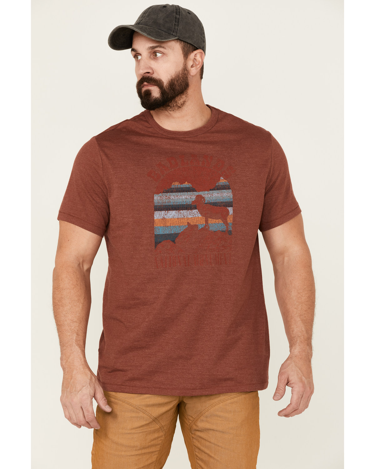 Brothers and Sons Men's Badlands National Monument Graphic Red Short Sleeve T-Shirt