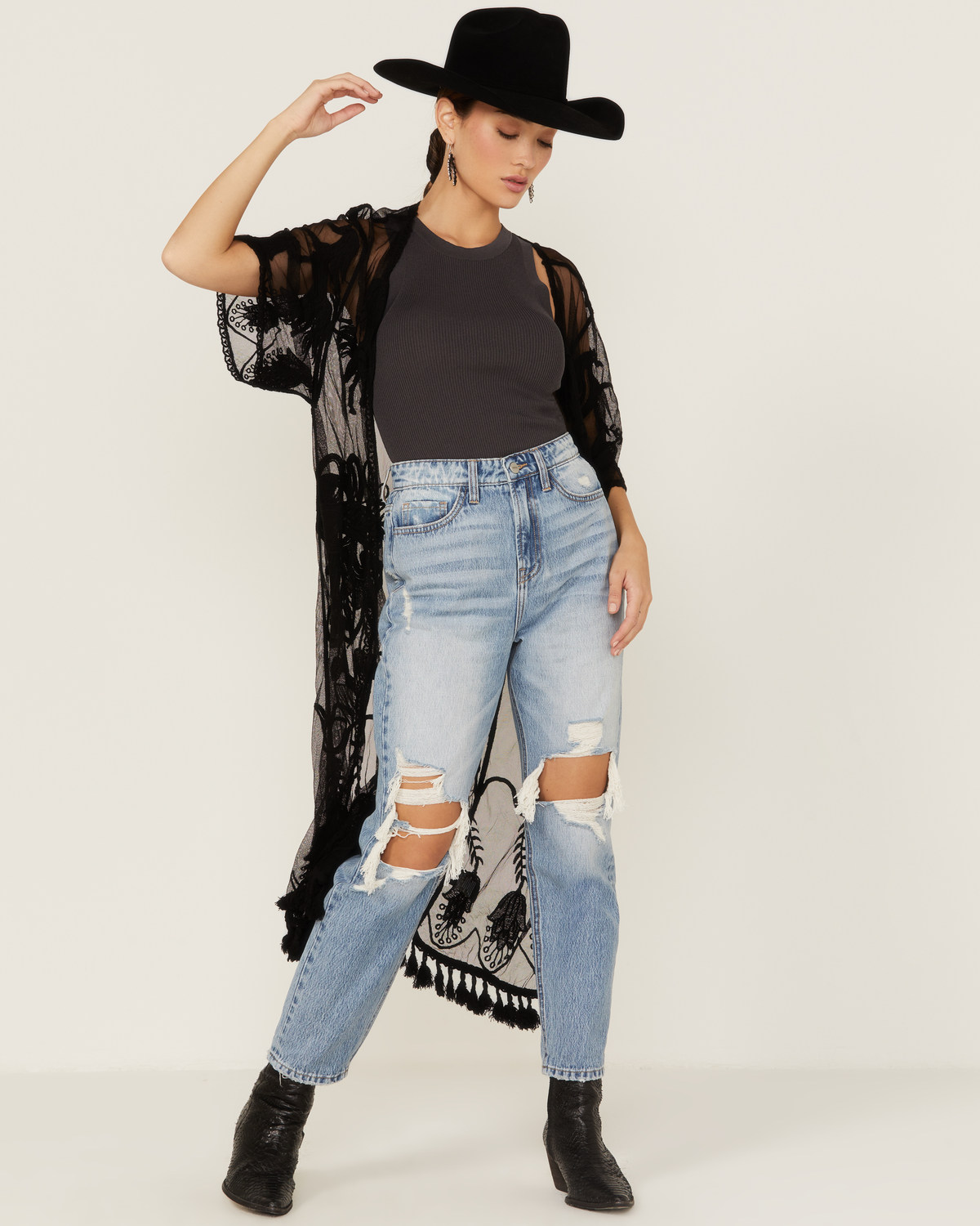 Shyanne Women's Lace Tassel Kimono