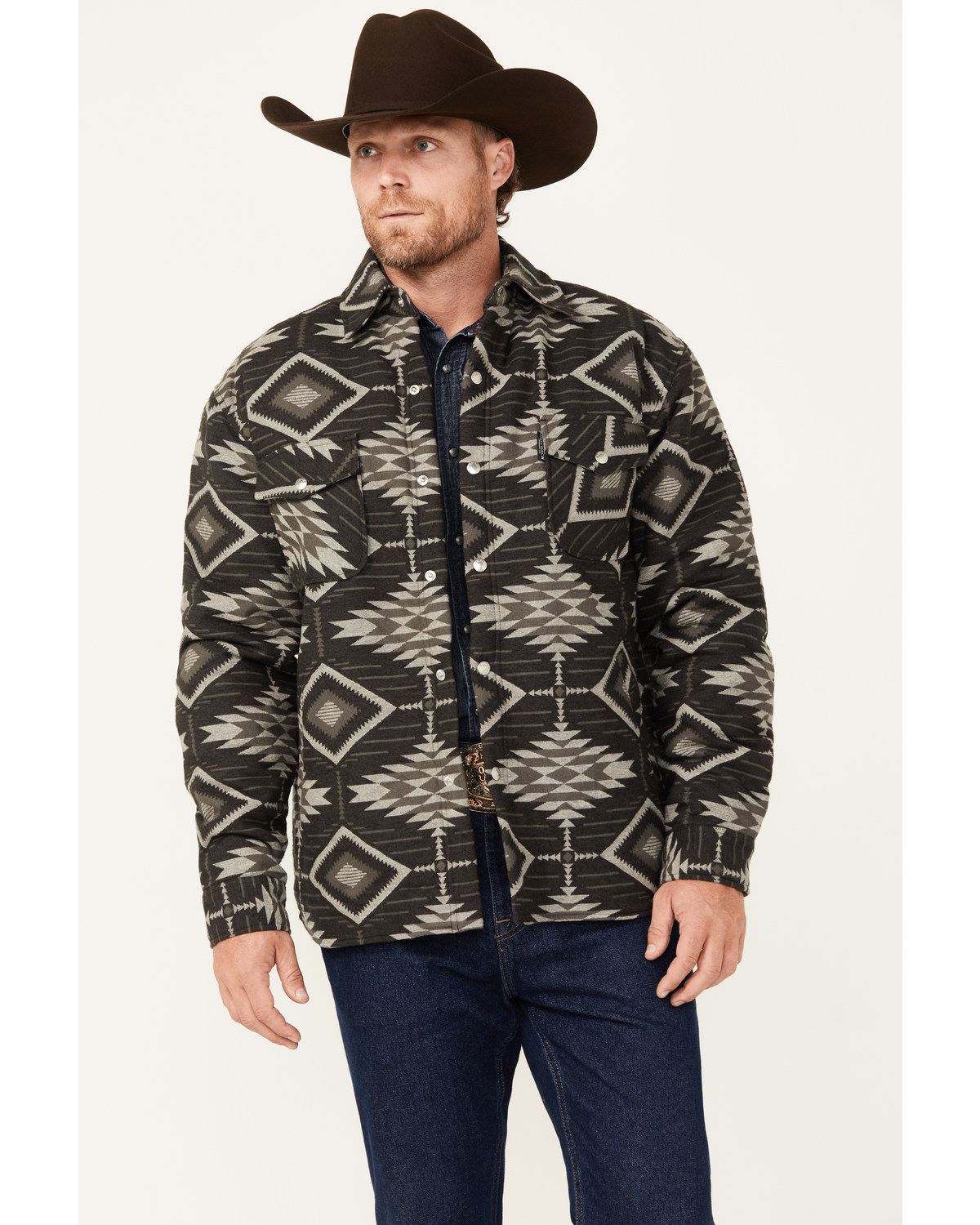 Outback Trading Co Men's Southwestern Print Lined Snap Shirt Jacket