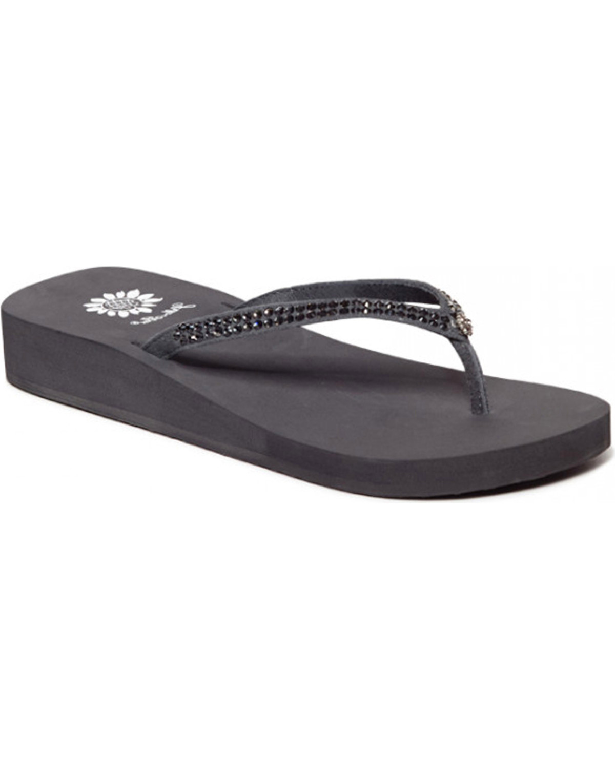 yellow box jeweled flip flops