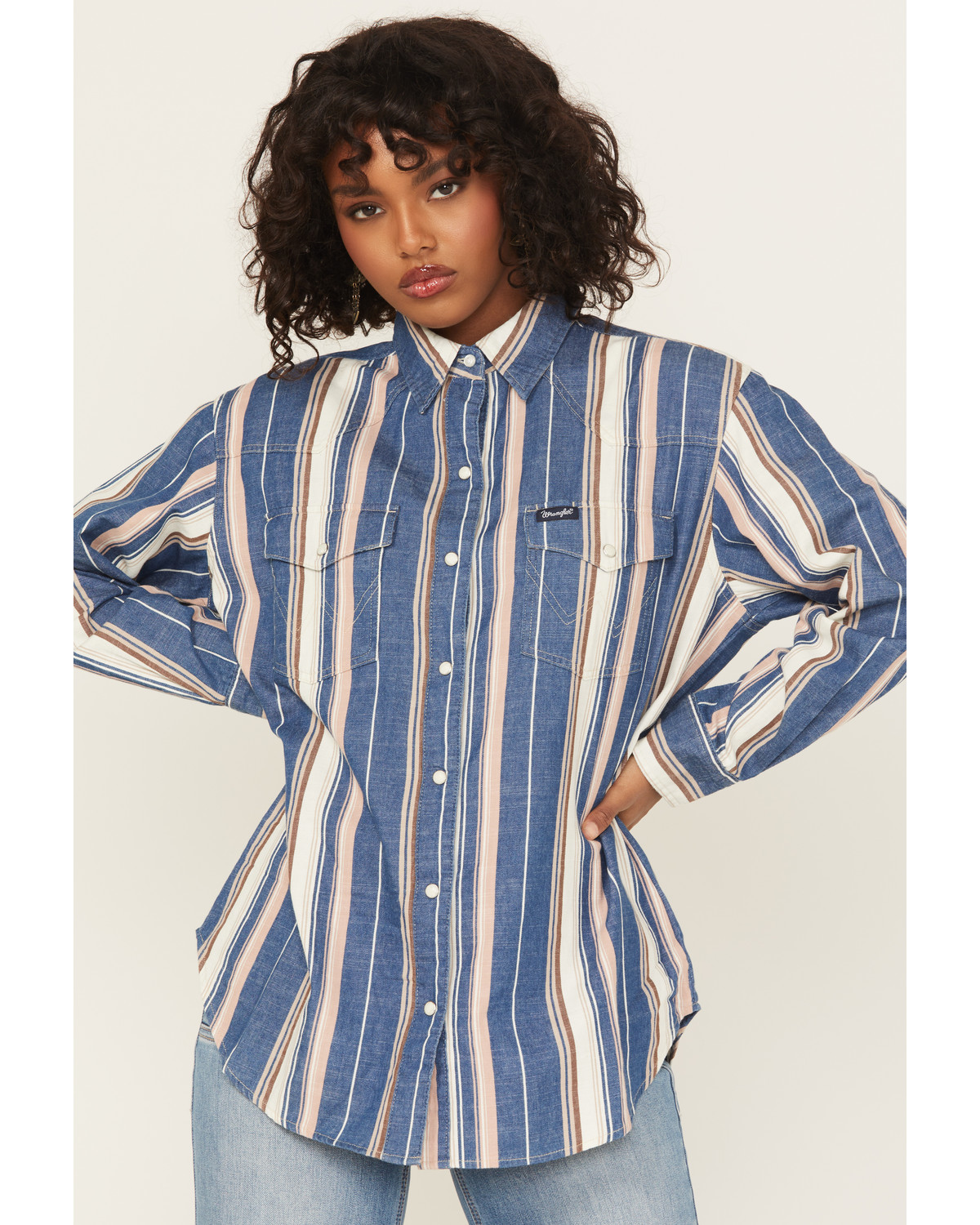 Wrangler Retro Women's Striped Long Sleeve Snap Western Shirt