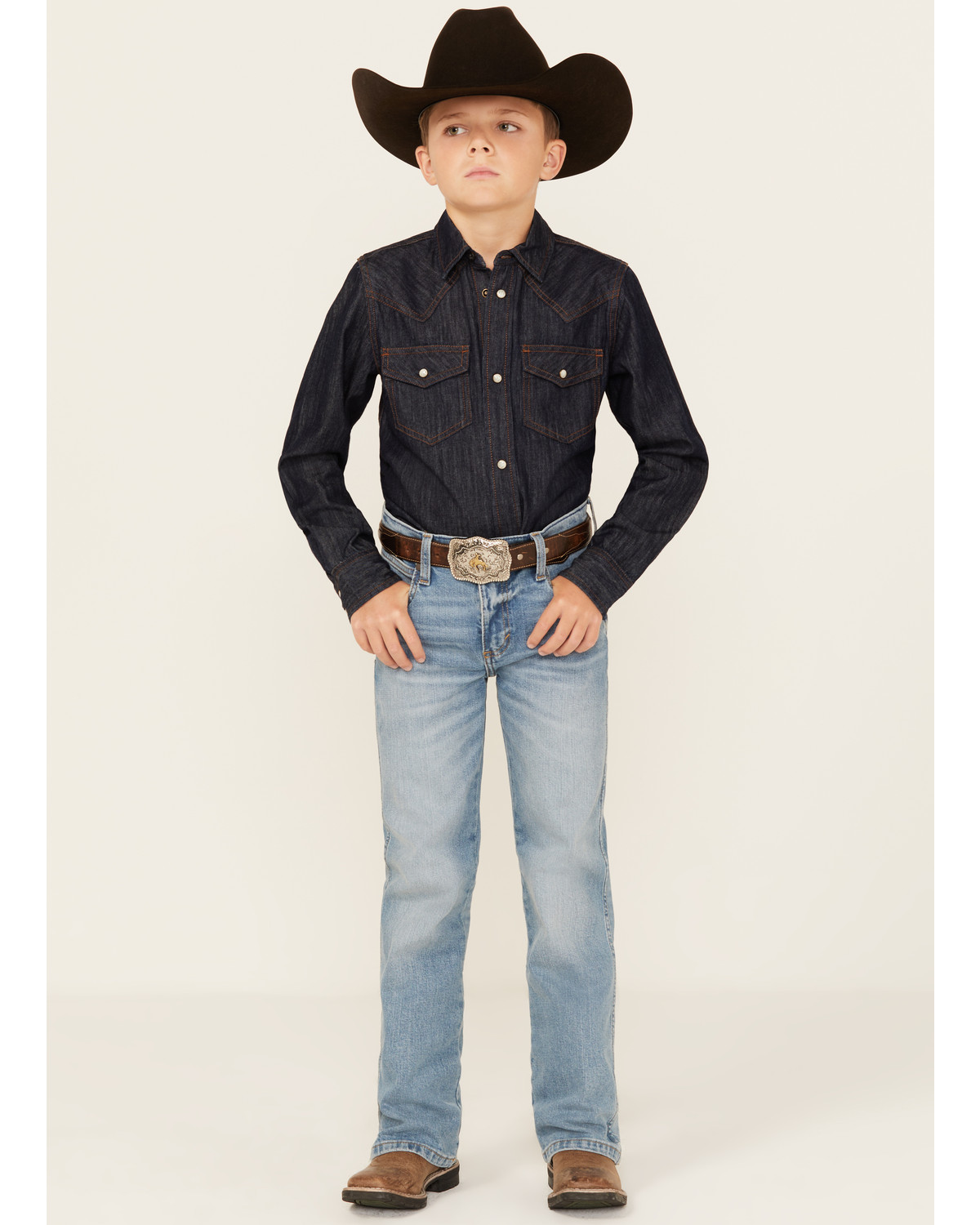 Wrangler Retro Boys' Woodmere Light Wash Slim Bootcut Stretch Denim Jeans