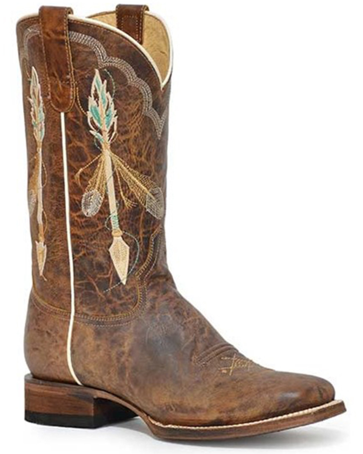 Roper Women's Arrow Feather Wide Calf Embroidered Western Boots - Square Toe