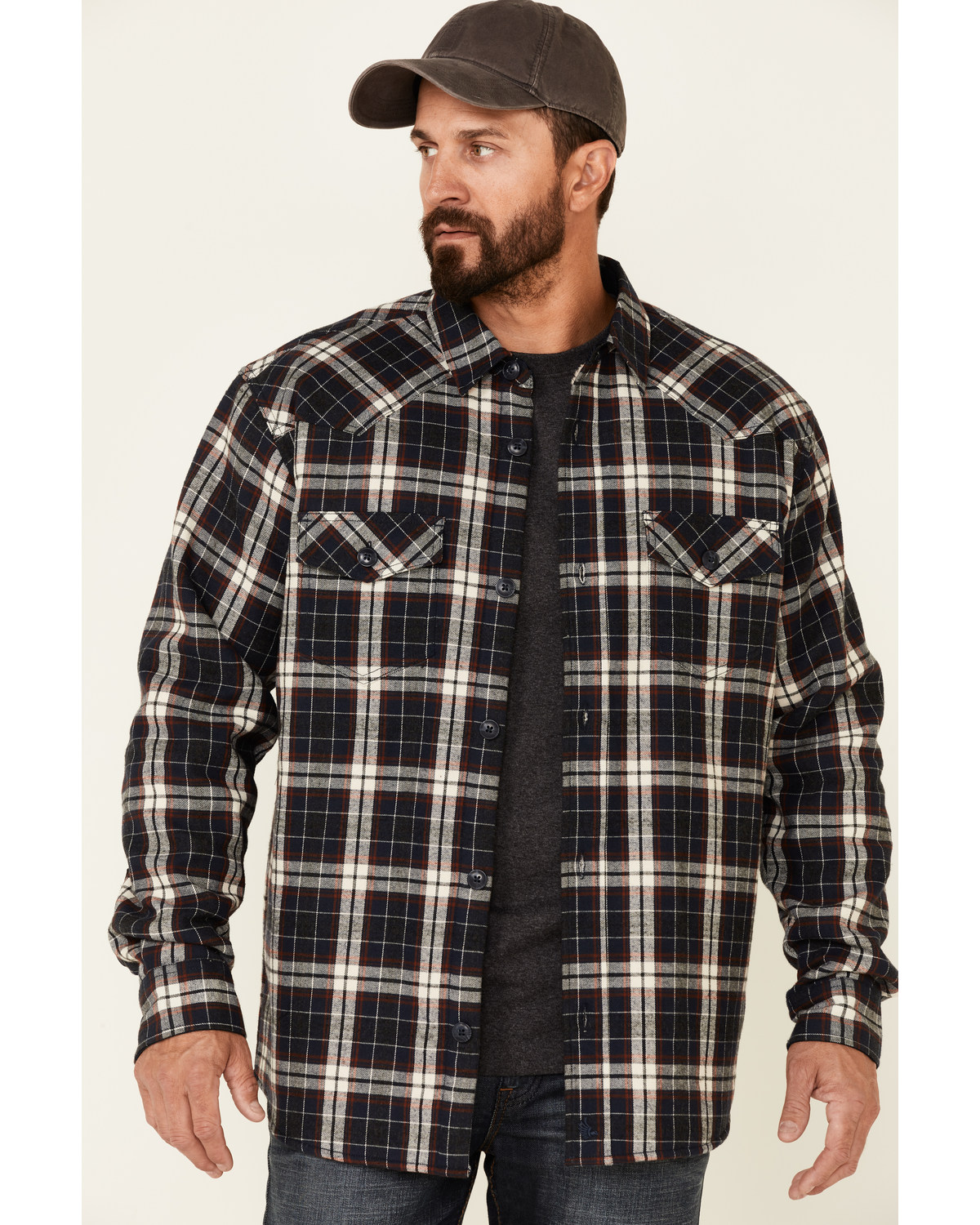 Cody James Men's Storm Front Bonded Large Plaid Long Sleeve Button-Down Western Flannel Shirt