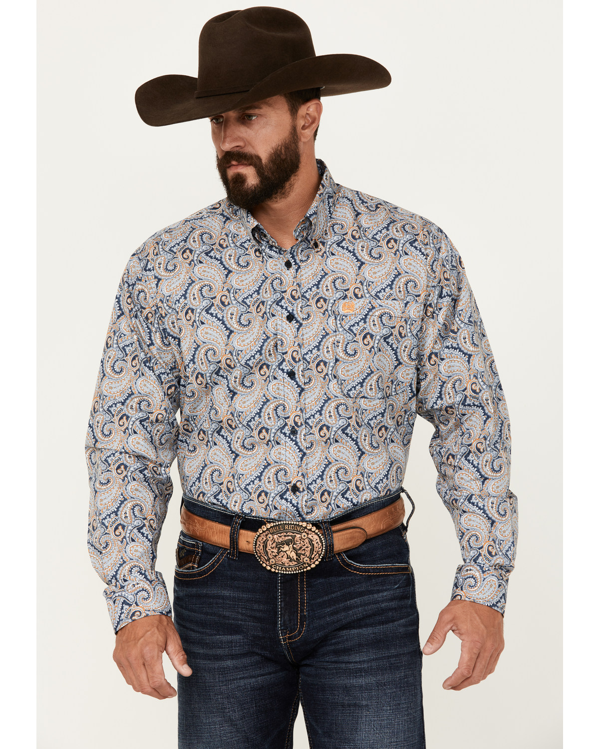 Cinch Men's Paisley Print Long Sleeve Button-Down Western Shirt