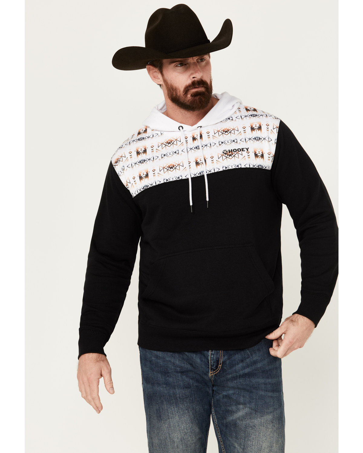 Hooey Men's Ridge Southwestern Color Block Hooded Sweatshirt