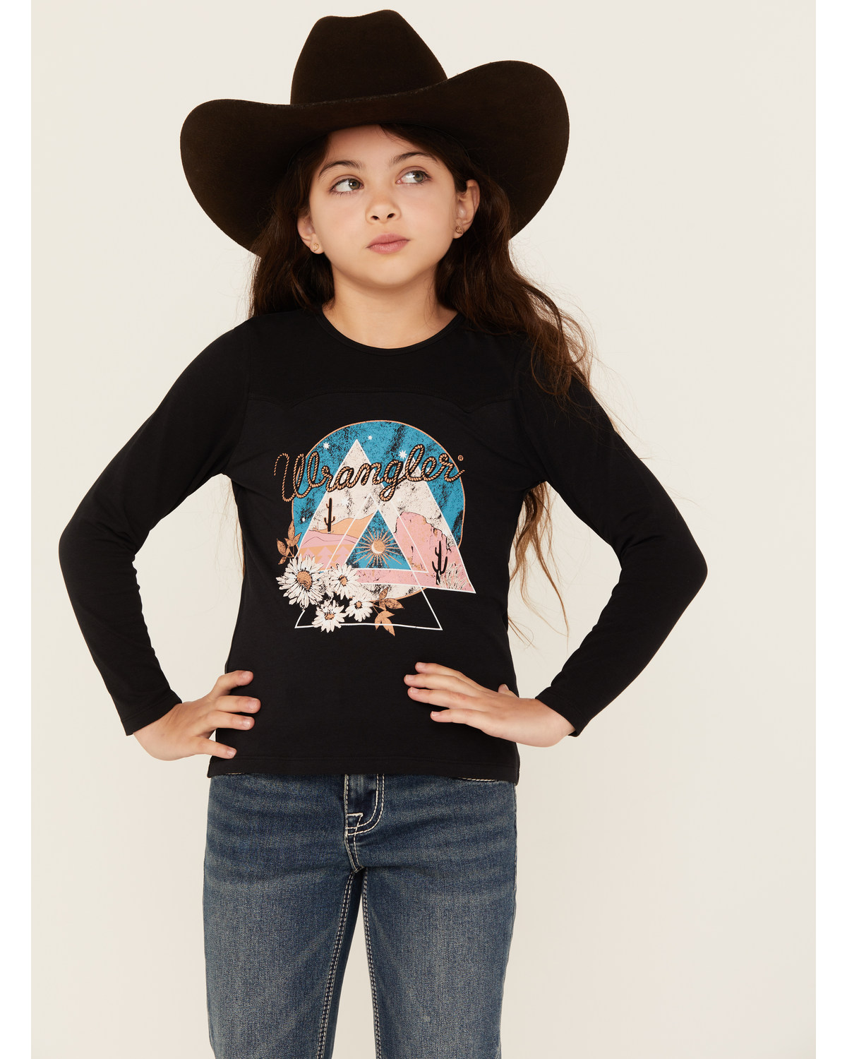 Wrangler Girls' Desert Scene Long Sleeve Graphic T-Shirt