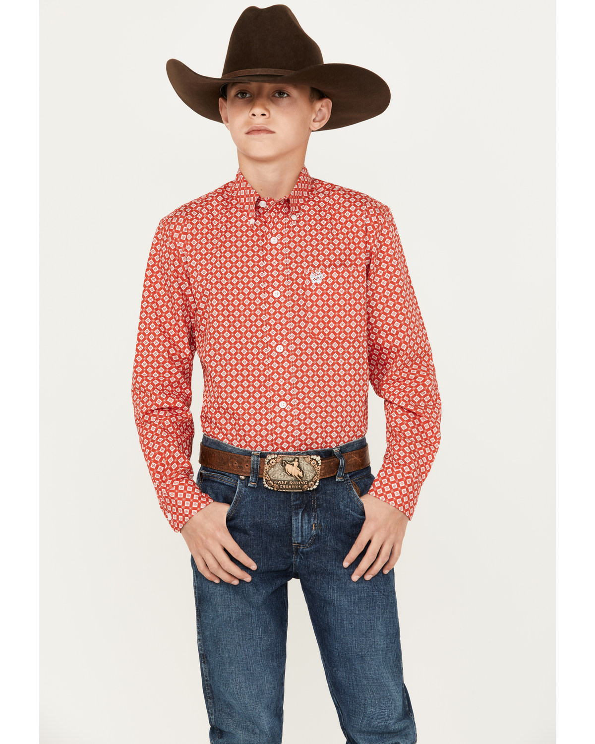 Cinch Boys' Geo Long Sleeve Button-Down Western Shirt