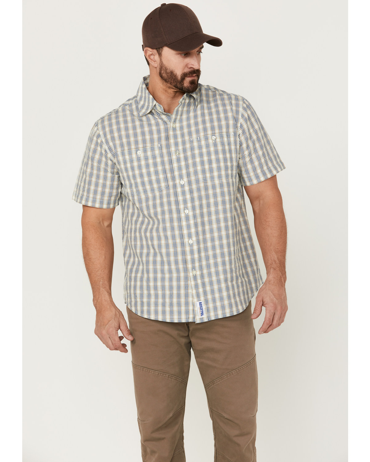Resistol Men's Malone Small Plaid Short Sleeve Button Down Western Shirt