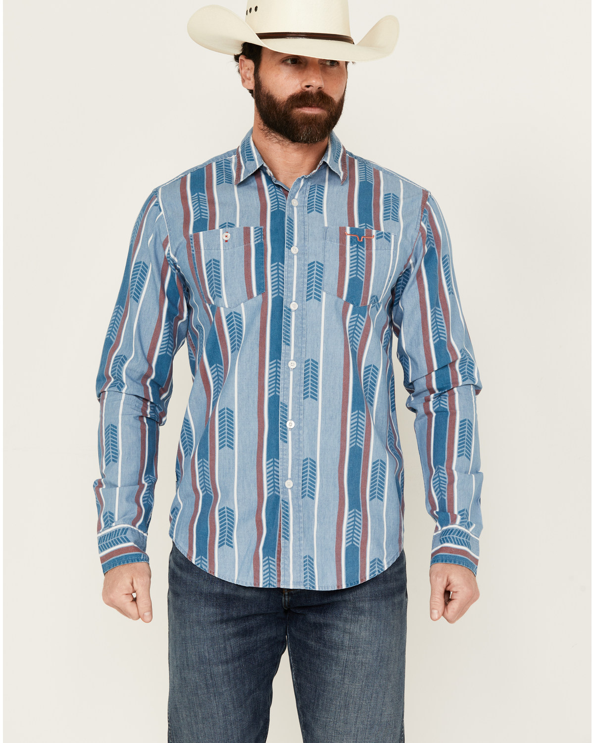 Kimes Ranch Men's Marfa Novelty Striped Long Sleeve Button-Down Western Shirt