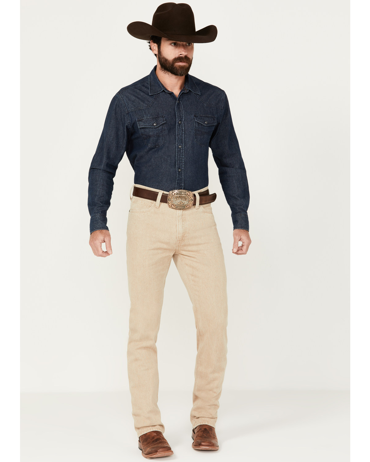 Blue Ranchwear Men's American West Tan Slim Straight Rigid Denim Jeans