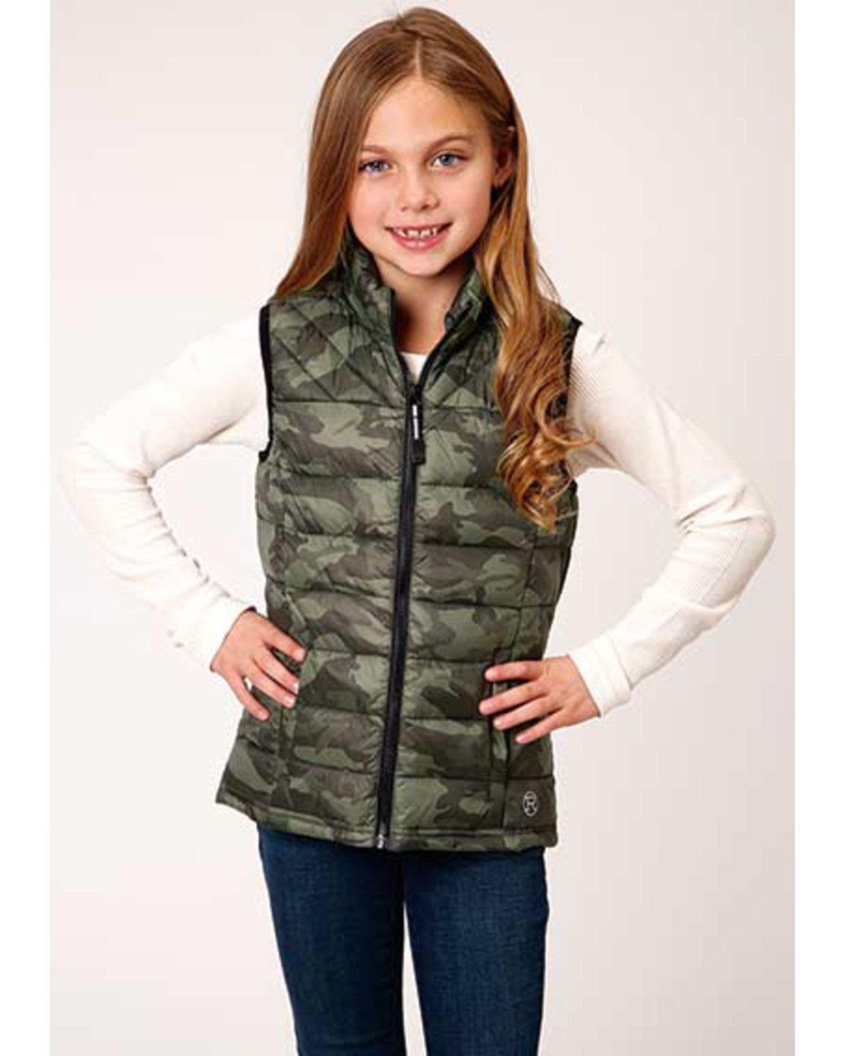 Roper Girls' Lightweight Quilted Camo Puffer Vest