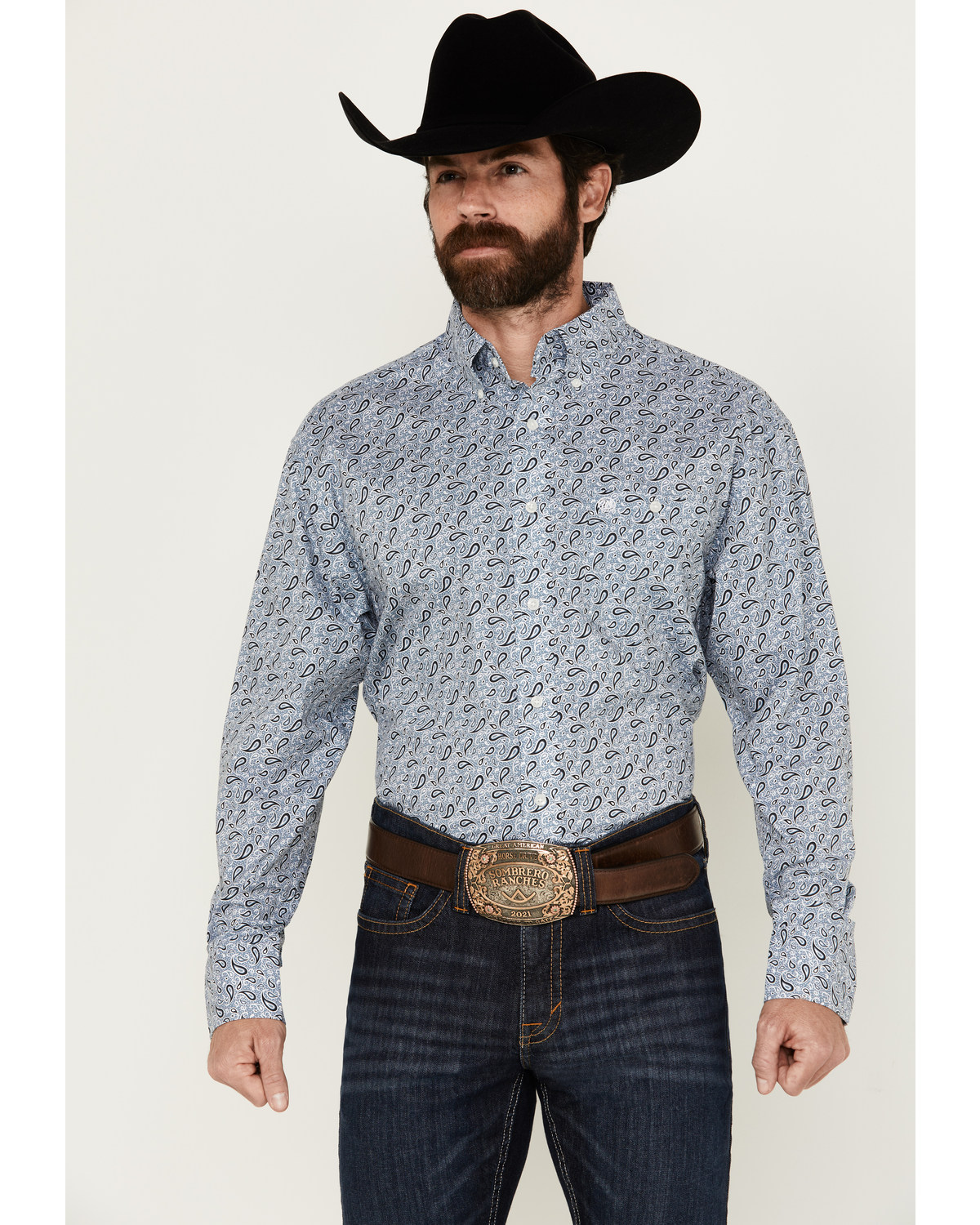 Wrangler Men's Classics Paisley Print Long Sleeve Button-Down Western Shirt
