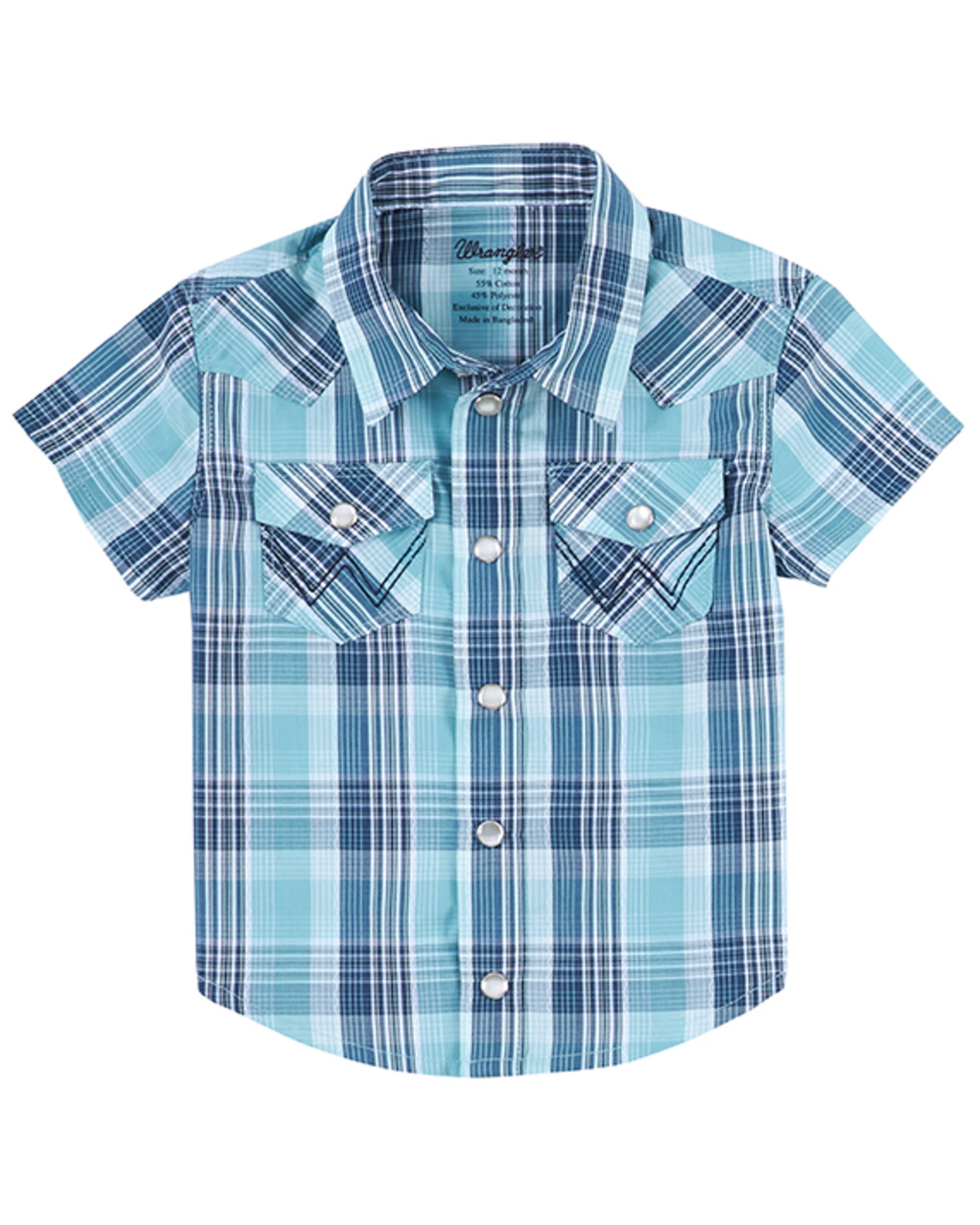 Wrangler Boys' Short Sleeve Blue Woven Shirt 
