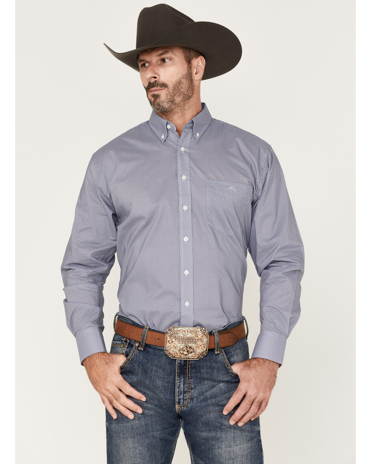 Resistol Men's Granite Geo Print Button Down Western Shirt