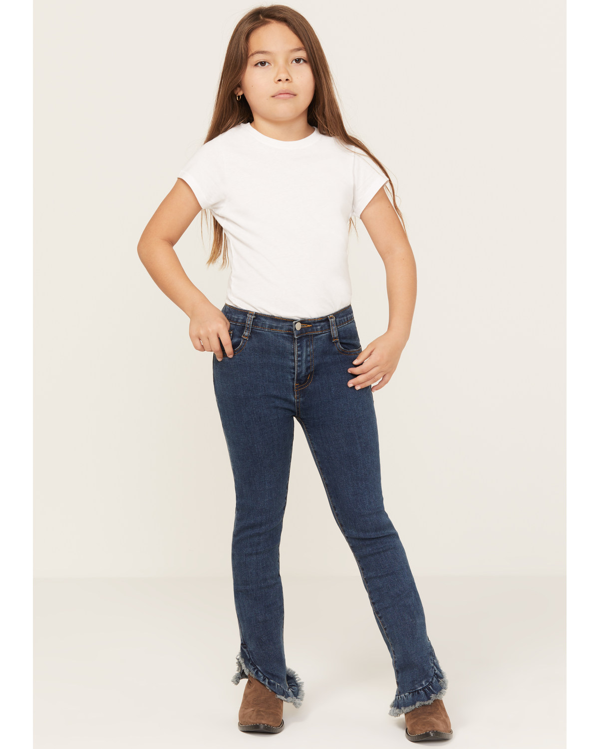 Hayden Girls' Medium Wash Ruffle Skinny Jeans