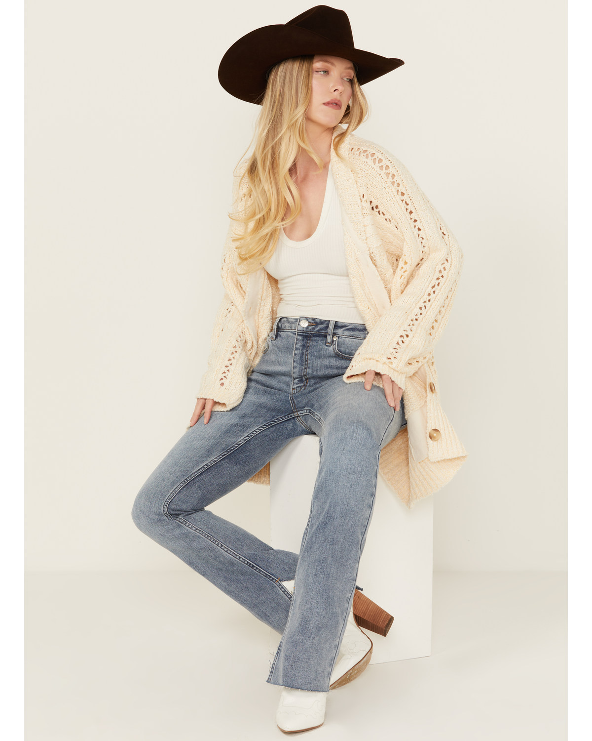 Free People Women's Cable Knit Button-Down Cardigan