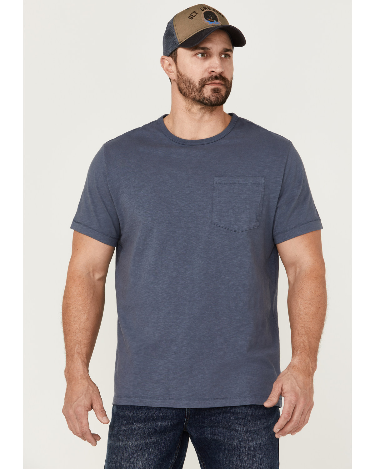 Brothers and Sons Men's Indigo Basic Short Sleeve Pocket T-Shirt