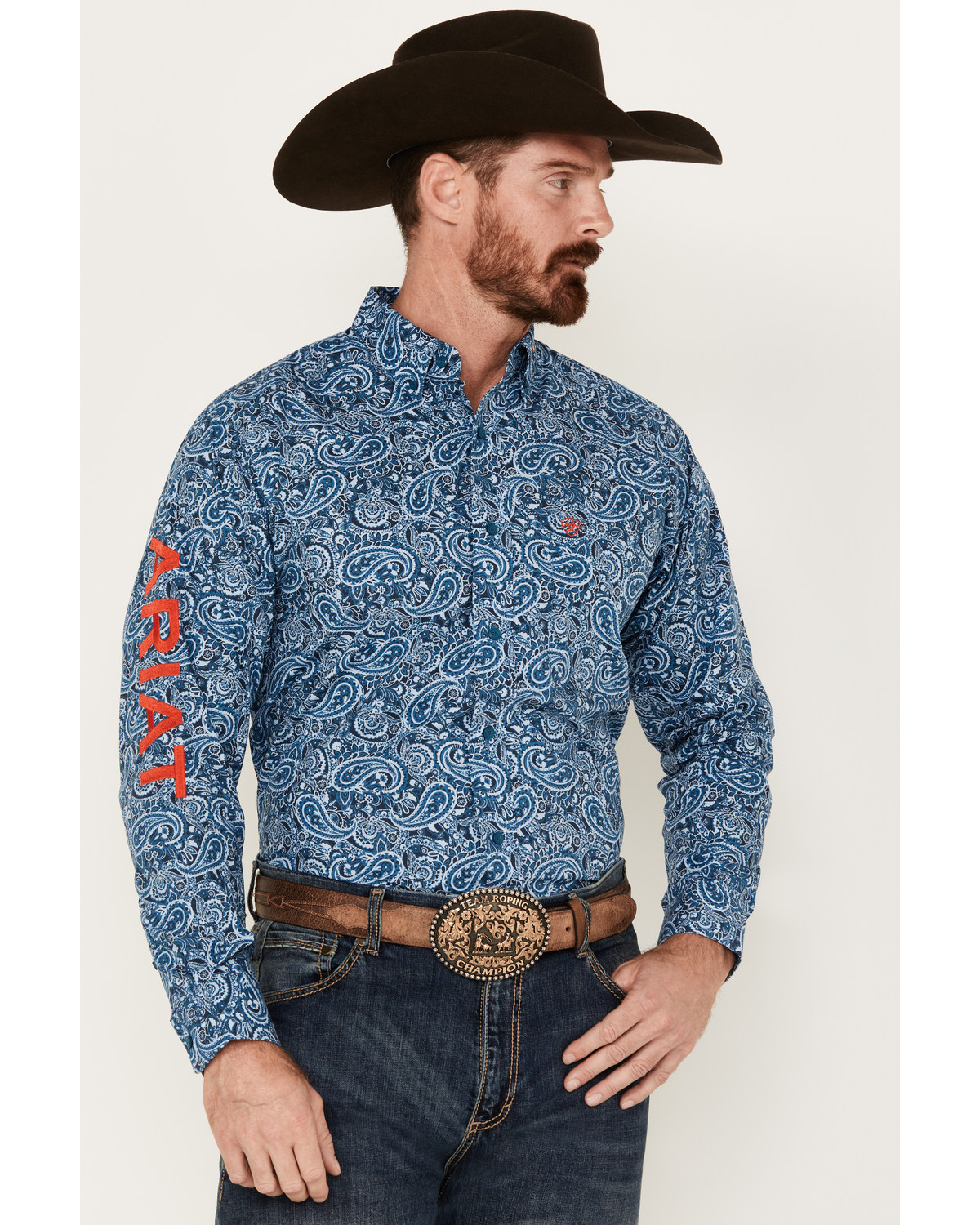 Ariat Men's Team Wayde Paisley Print Long Sleeve Button-Down Western Shirt