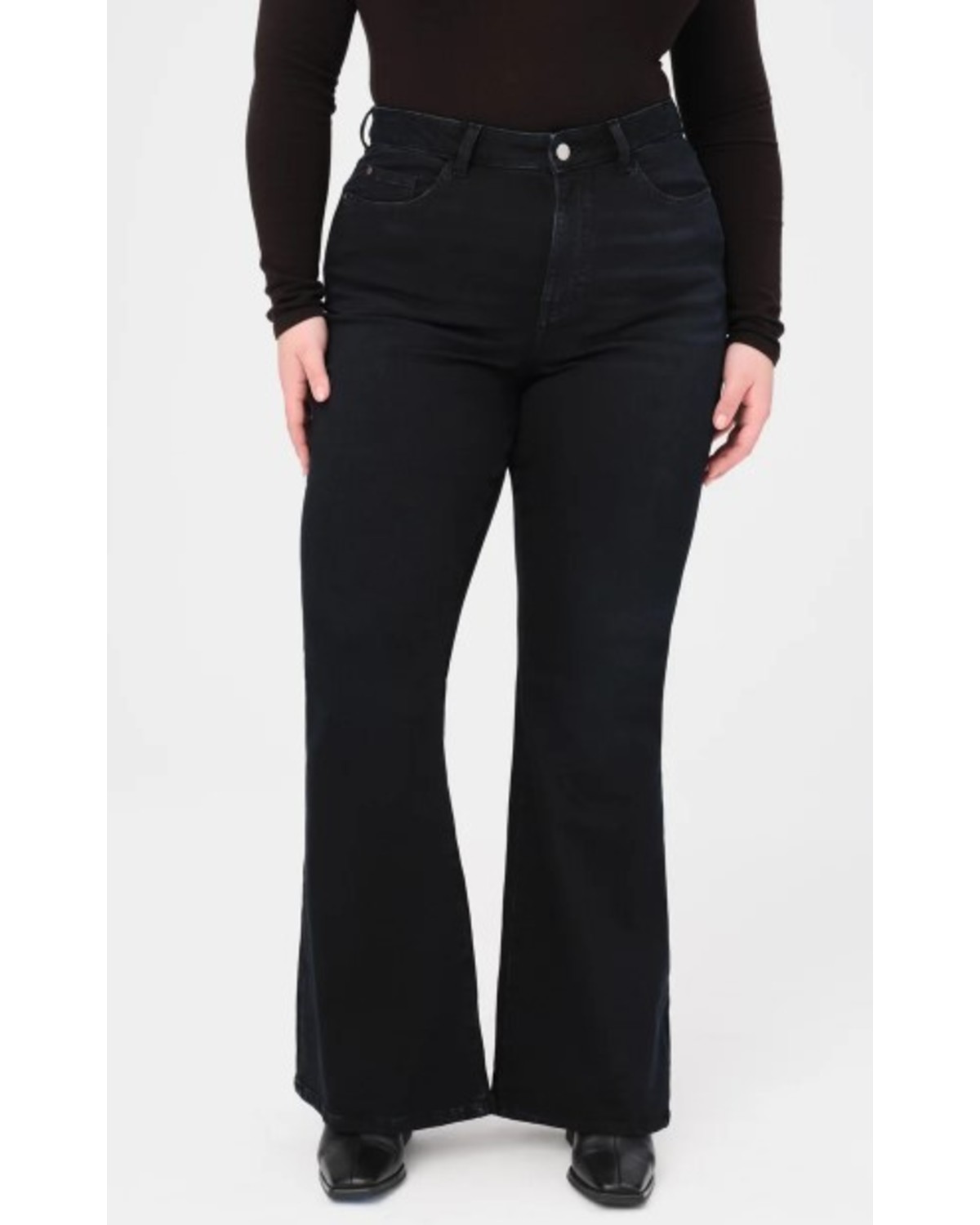 Warp + Weft Women's Mia Dark Wash High Rise Flare Stretch Denim Jeans - Plus