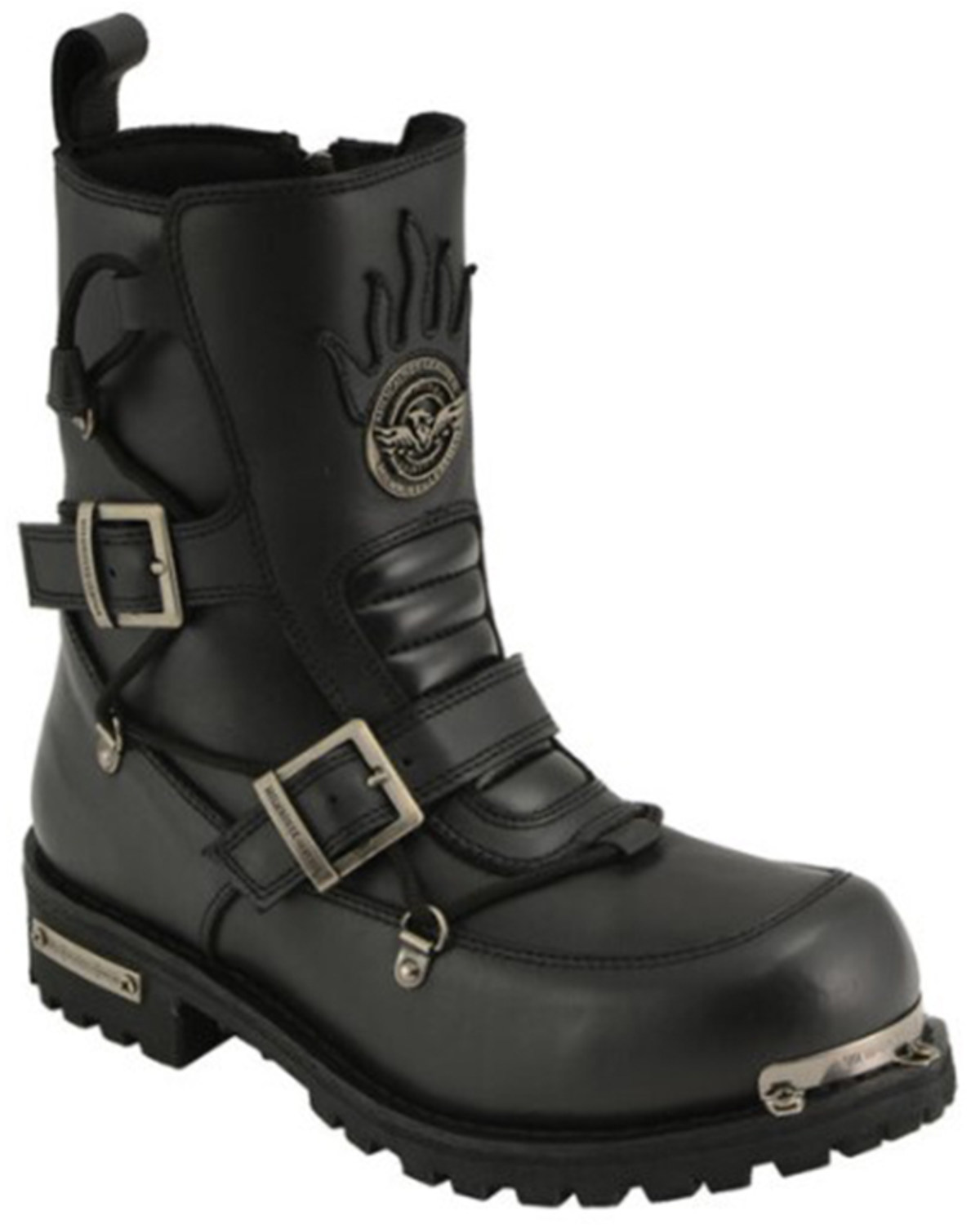 Milwaukee Leather Men's Tactical Buckle Logger Motorcycle Boots - Round Toe