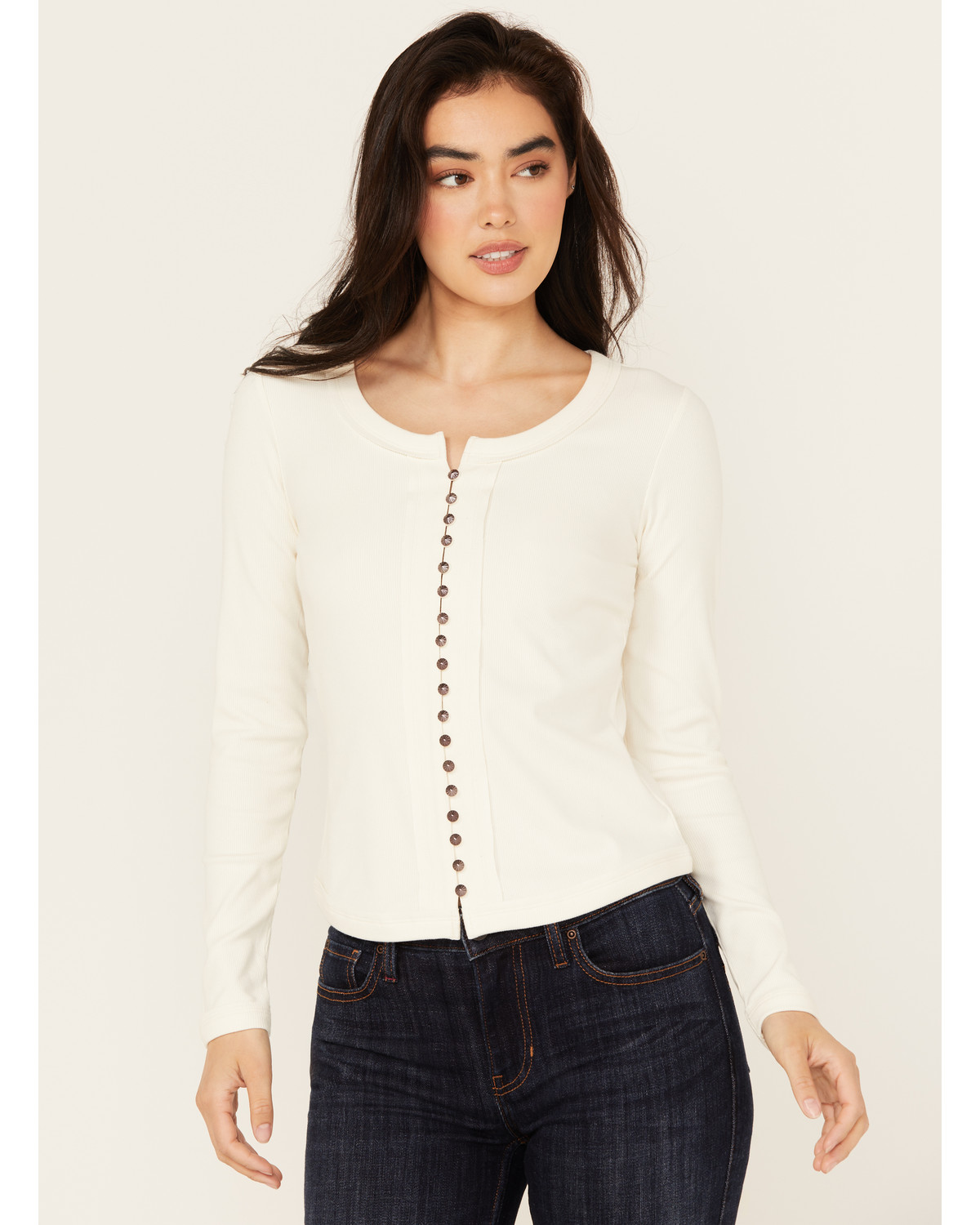 Idyllwind Women's Rib Knit Long Sleeve Button-Down Shirt