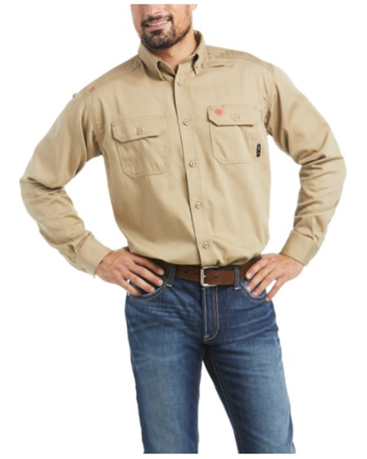 Ariat Men's FR Solid Long Sleeve Button Down Twill Work Shirt - Big