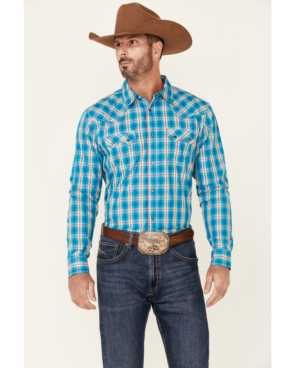 Cody James Men's Briar Patch Plaid Print Long Sleeve Pearl Snap Western Shirt