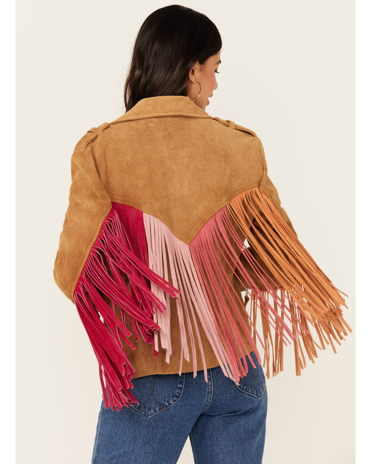 Western & Co Women's Fringe Suede Biker Jacket