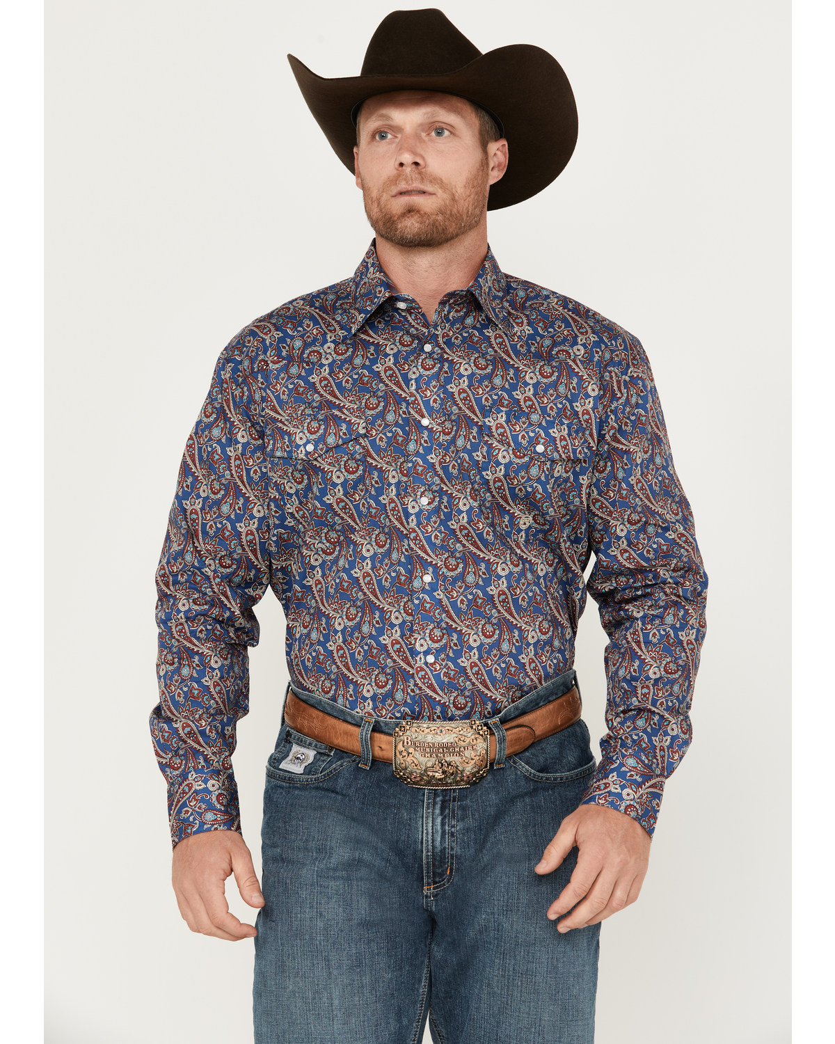 Roper Men's Amarillo Paisley Print Long Sleeve Pearl Snap Western Shirt