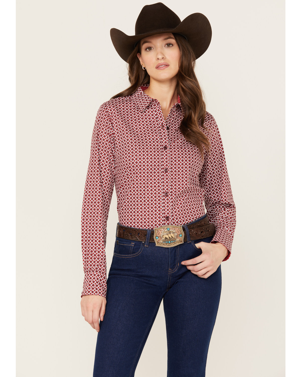 Ariat Women's Geo Team Kirby Long Sleeve Button Down Stretch Western Shirt