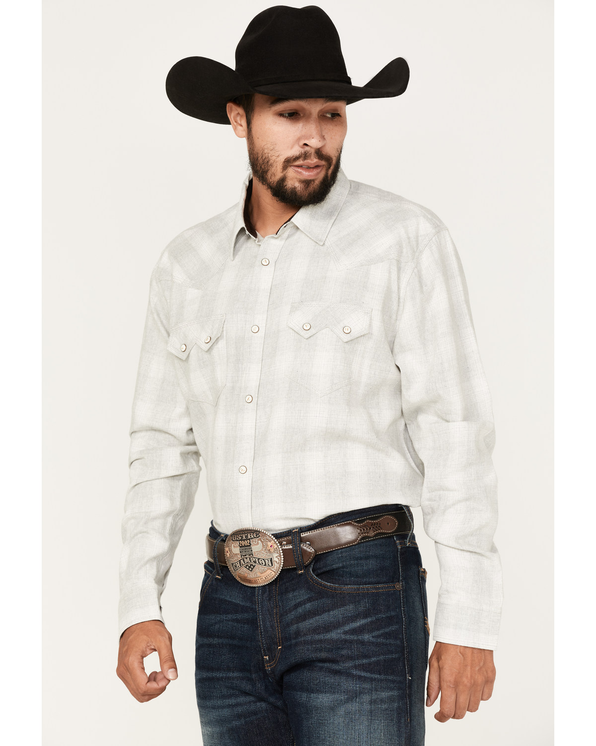 Moonshine Spirit Men's Ethonol Plaid Print Long Sleeve Snap Western Flannel Shirt