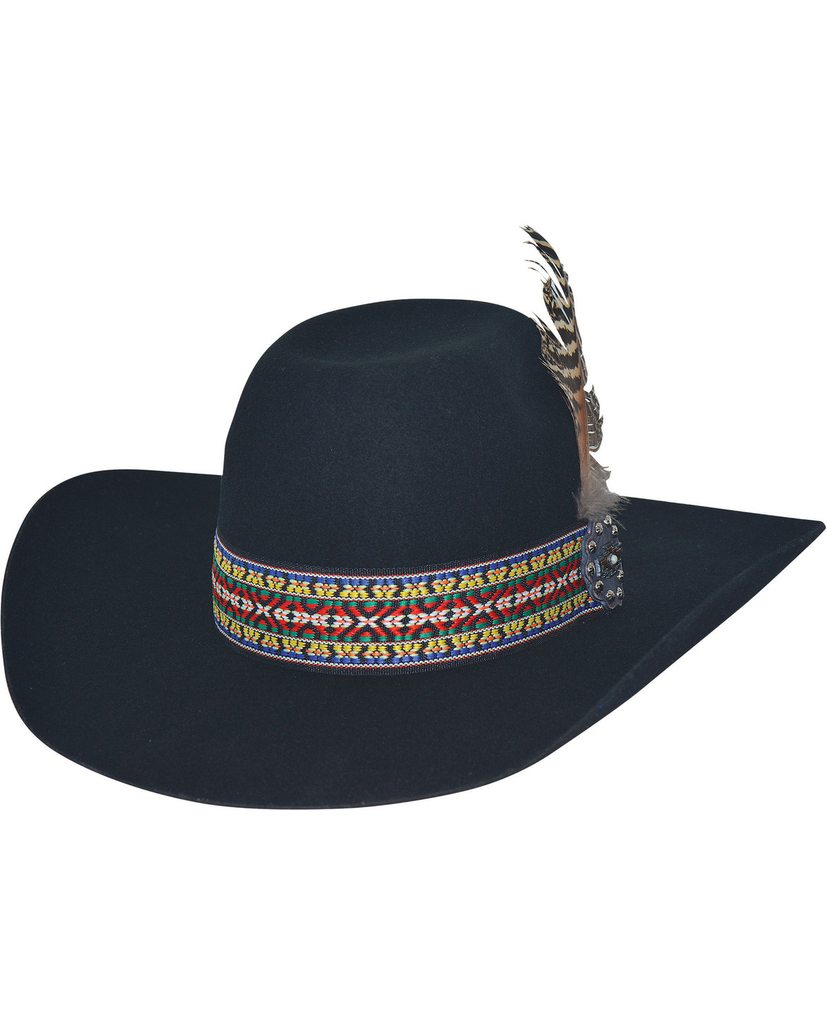 Black cowboy hat with feather Clearance