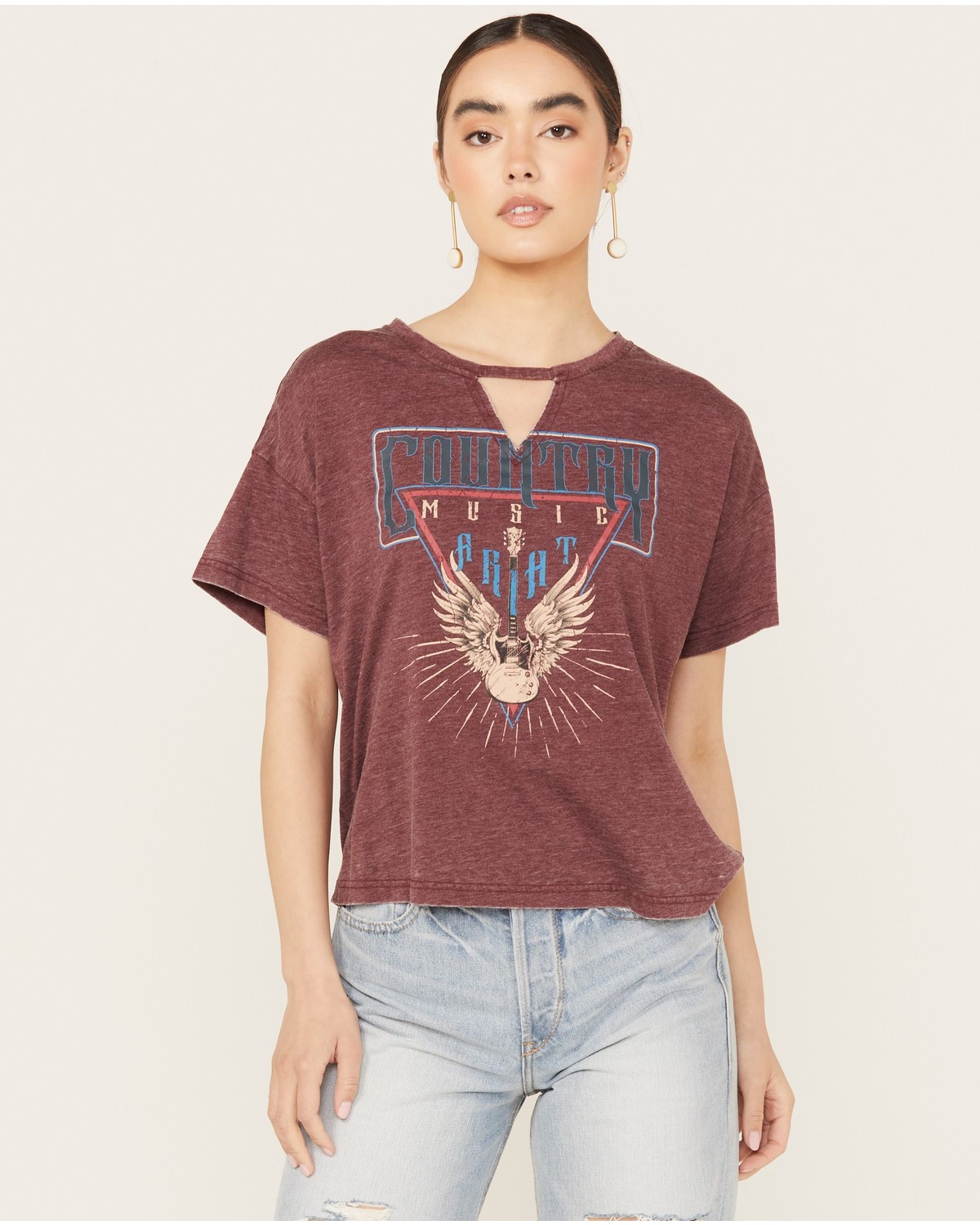 Ariat Women's Rock n Roll Keyhole Neck Short Sleeve Graphic Tee