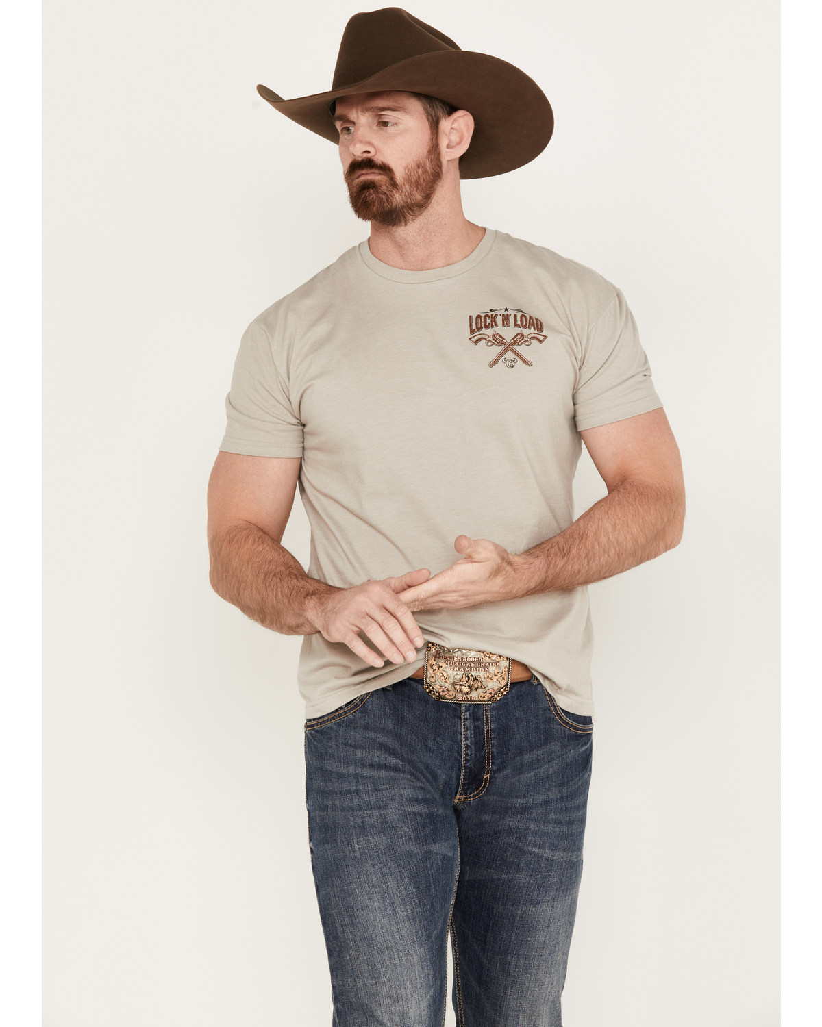 Cowboy Hardware Men's Lock N' Load Short Sleeve Graphic T-Shirt