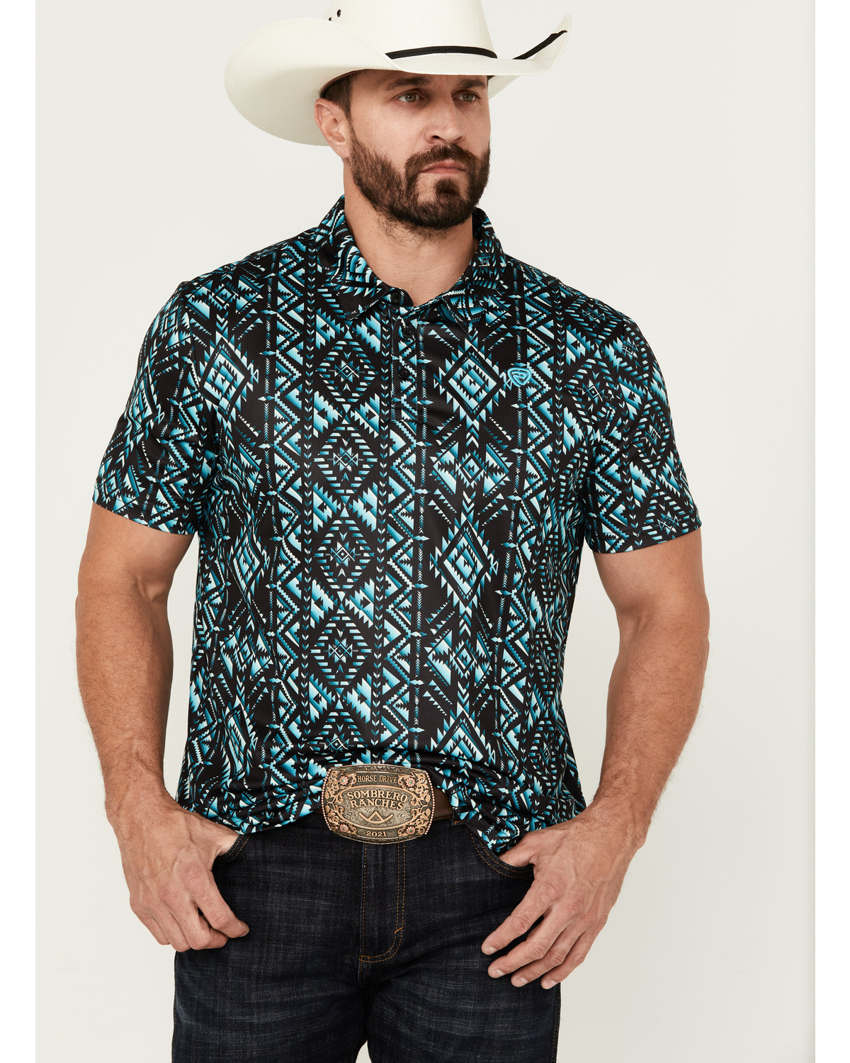 Rock & Roll Denim Men's Boot Barn Exclusive Southwestern Print Short Sleeve Polo Shirt