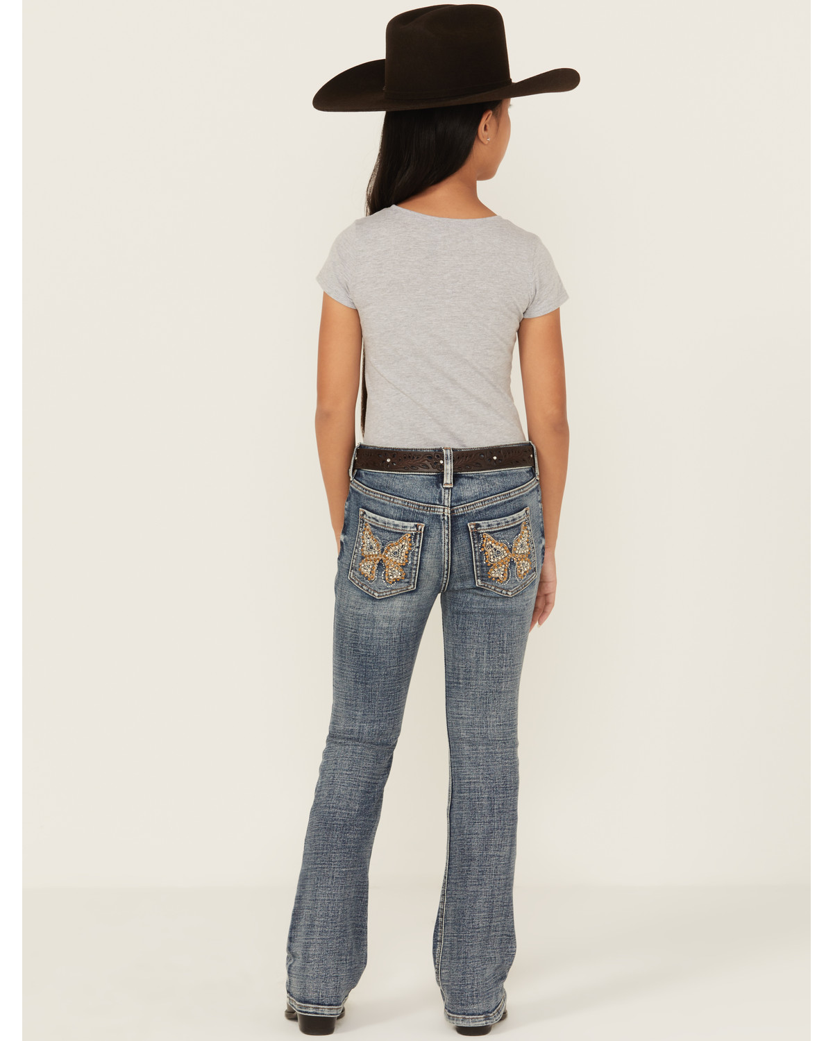 Shyanne Girls' Dawn Studded Pocket Bootcut Stretch Denim Jeans