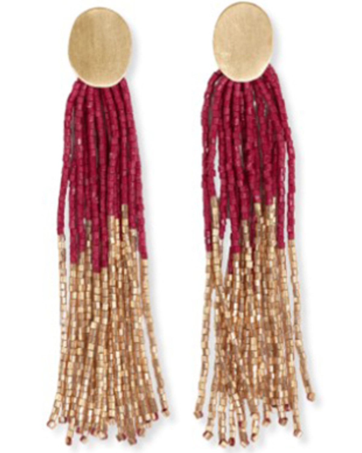 Ink + Alloy Women's Mae Oval Brass Post 2-Color Beaded Tassel Earrings