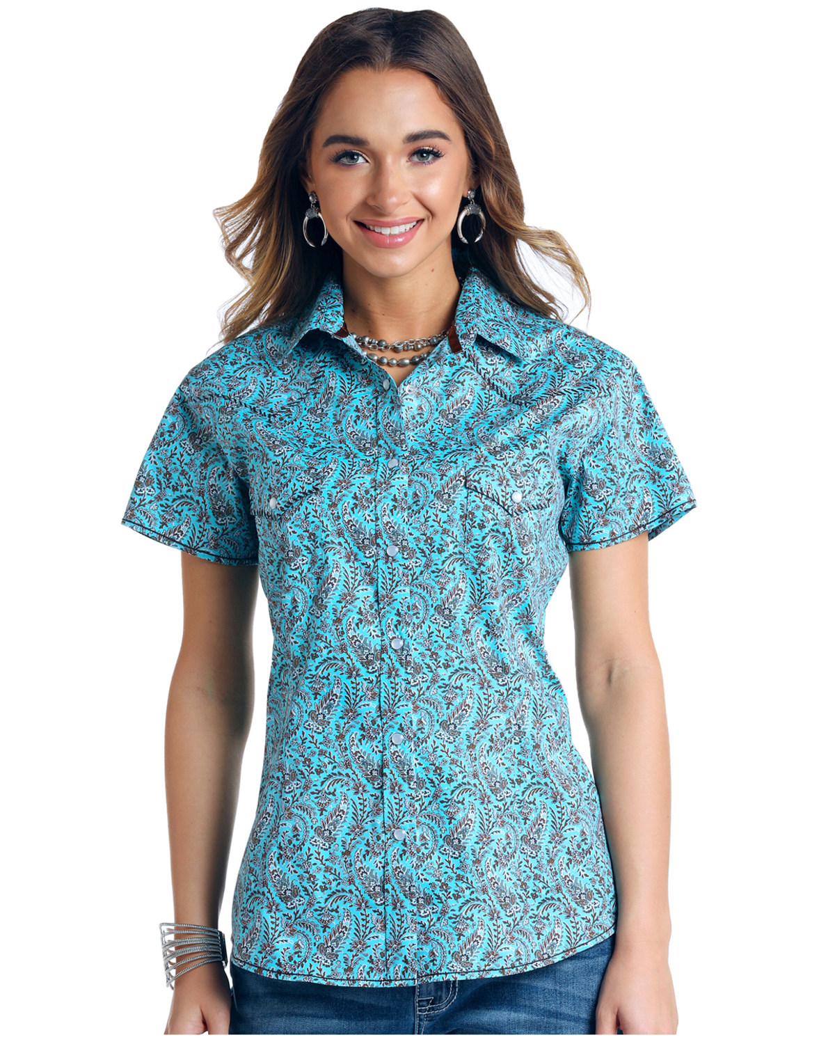 Womens western short sleeve shirts Clearance