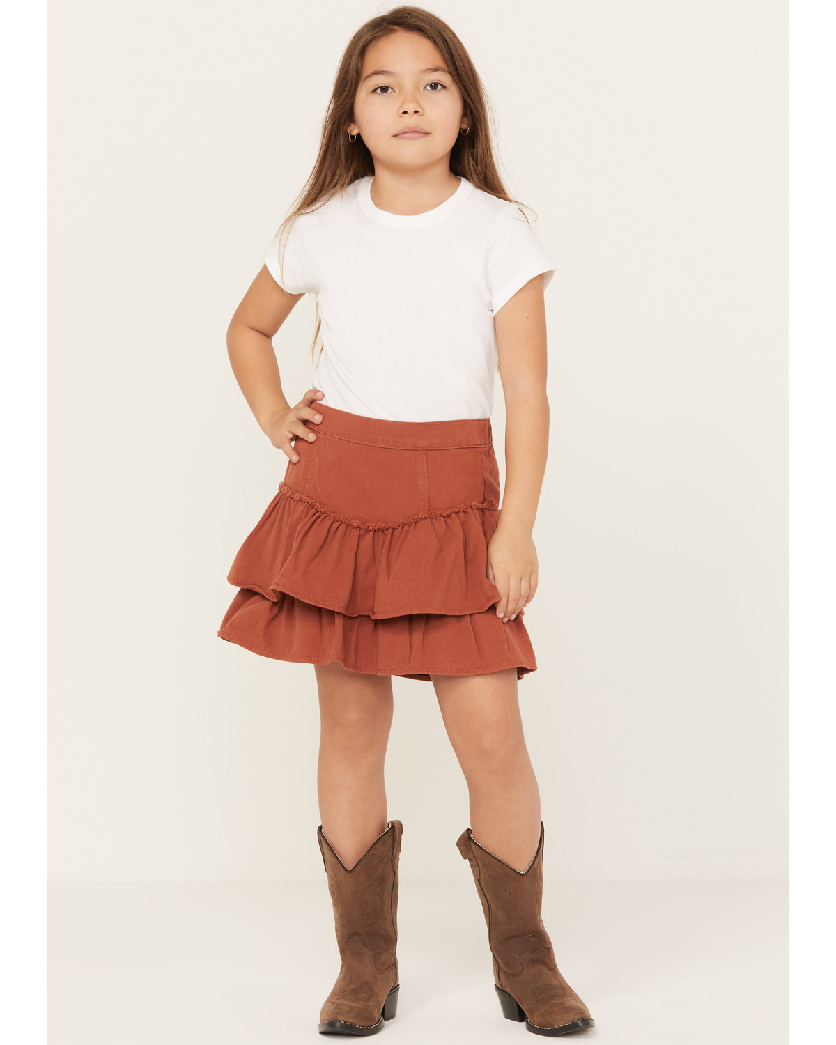 Hayden Girls' Ruffle Tiered Denim Skirt