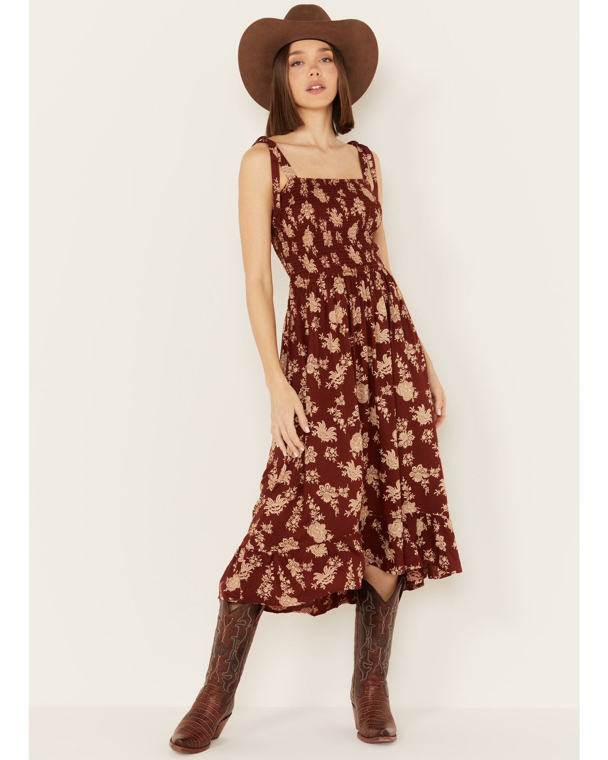Cotton & Rye Women's Floral Print Sleeveless Midi Dress
