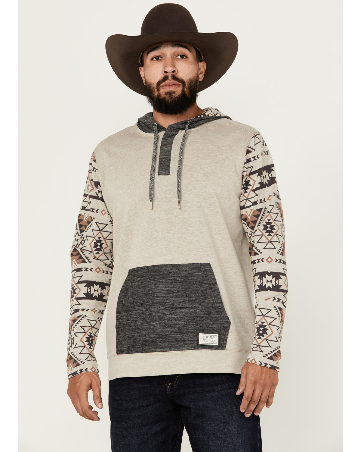 Hooey Men's Southwestern Color Block Hooded Sweatshirt