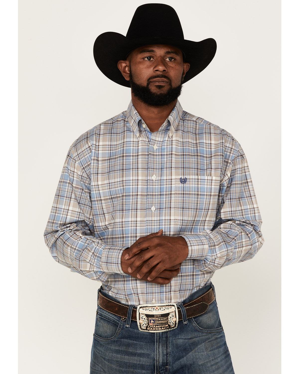 Panhandle Men's Medium Plaid Long Sleeve Button Down Shirt