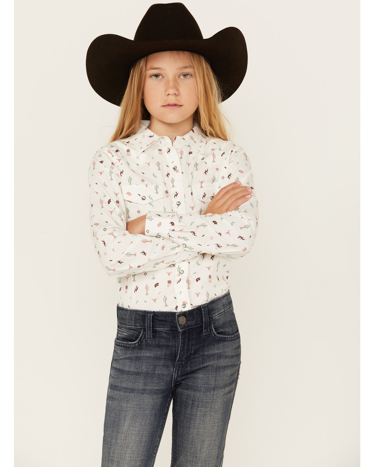 Ariat Girls' Santa Fe Print Long Sleeve Snap Western Shirt