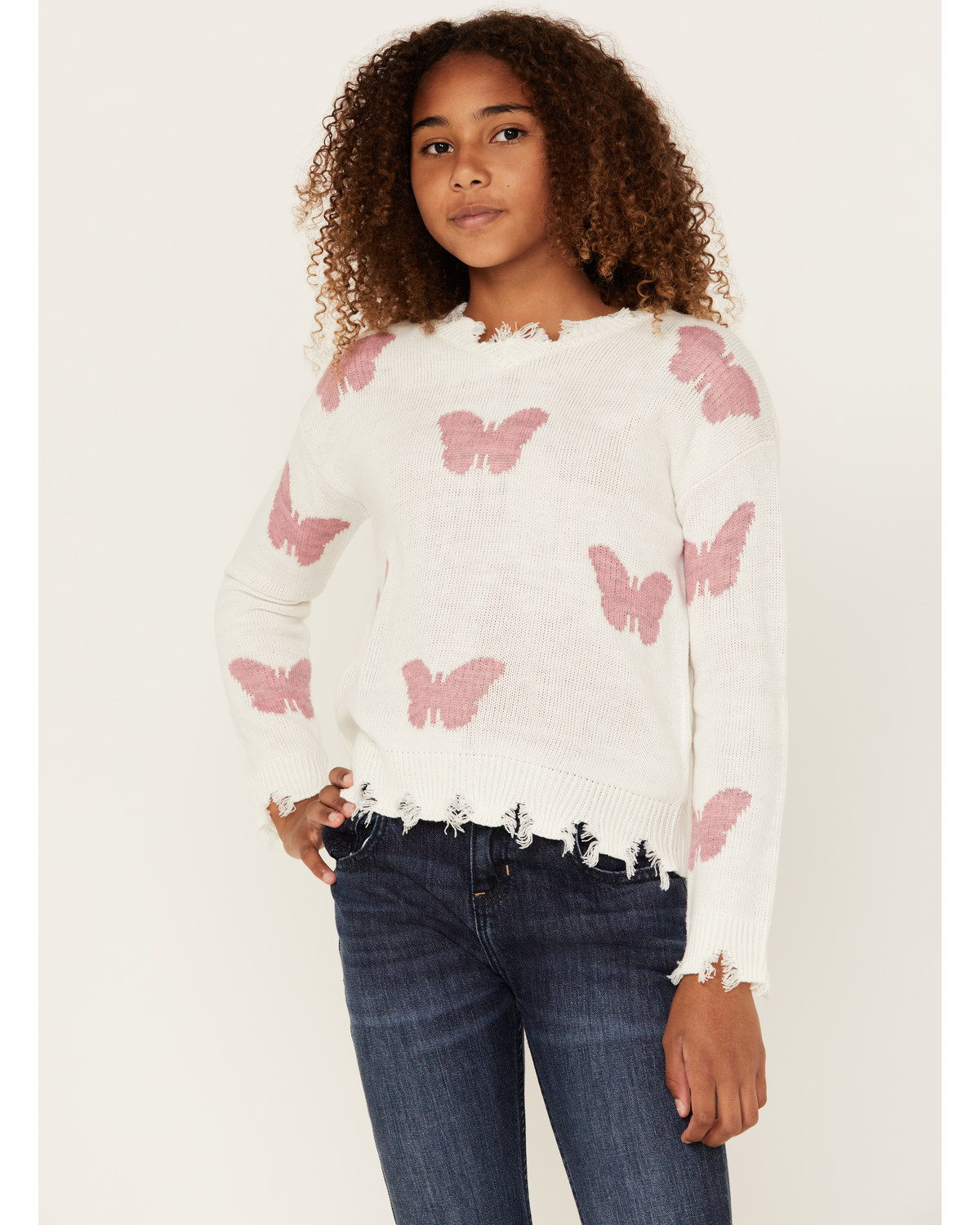 Self Esteem Girls' Butterfly Sweater