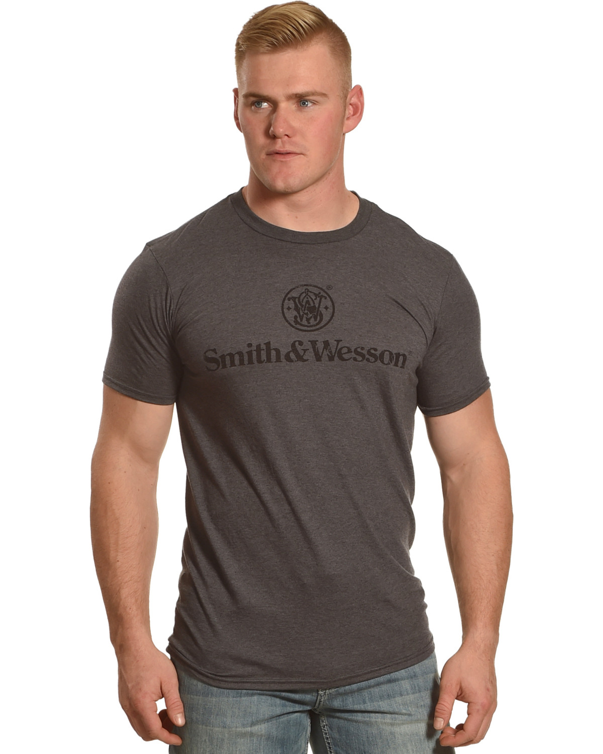 Smith & Wesson Men's Distressed Logo Premium Tee