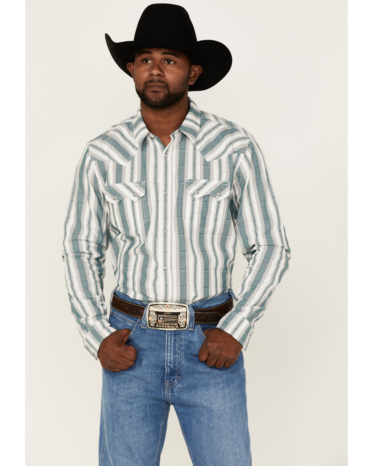 Cody James Men's Quarter Dobby Stripe Long Sleeve Pearl Snap Western Shirt