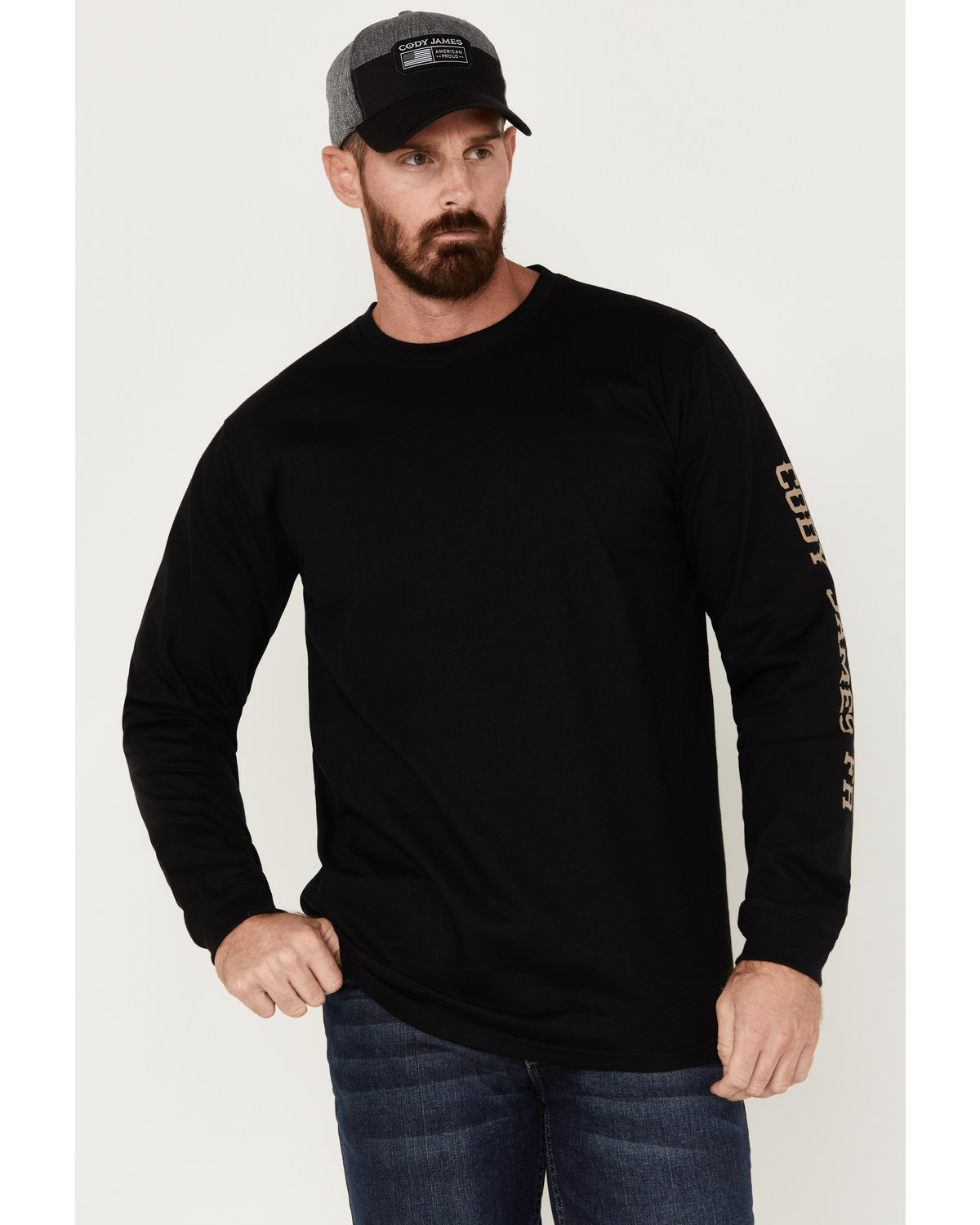 Cody James Men's Bull Skull Logo Graphic Long Sleeve Work T-Shirt